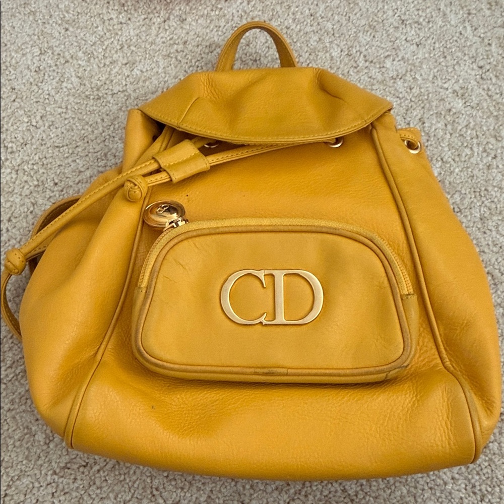 Dior Vintage Yellow Leather Backpack